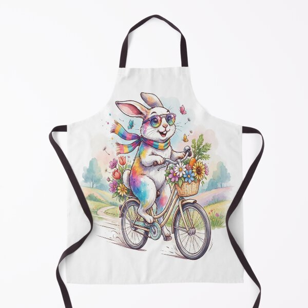 Item preview, Cute Rainbow Rabbit Riding Bicycle | Whimsical Bunny Cycling Art designed and sold by RBToper.
