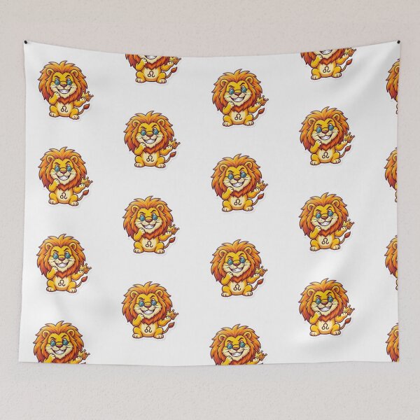 Item preview, Cute Kawaii Leo Lion King Crown Zodiac Fun Art designed and sold by Zodiac Celestial Art.