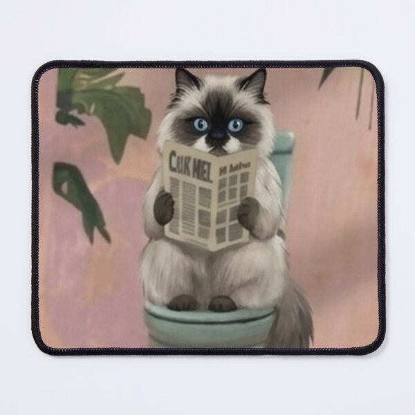 Item preview, Fluffy Cat Reading Newspaper on toilet designed and sold by Rama KLK.