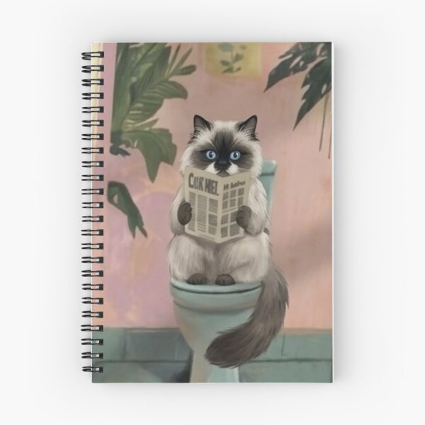 Item preview, Fluffy Cat Reading Newspaper on toilet designed and sold by Rama KLK.