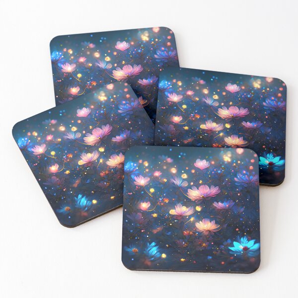 Item preview, Glowing Fantasy Flowers Dreamy Night Garden Art designed and sold by stylishdzign.