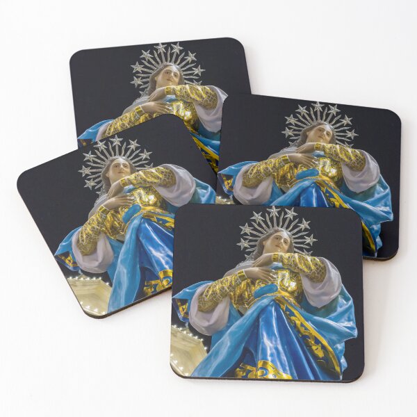Item preview,  Night Statue of the Virgin Mary in Blue and Gold During Religious Festival Procession designed and sold by Nmallia.