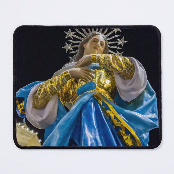Item preview, Night Statue of the Virgin Mary in Blue and Gold During Religious Festival Procession designed and sold by Nmallia.