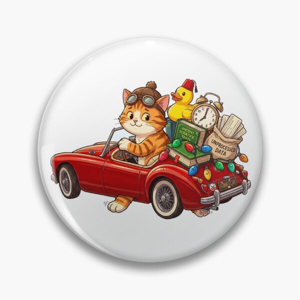 Item preview, Funny Cat Driving Retro Red Car Cute Duck Cartoon designed and sold by Fatomfatom.