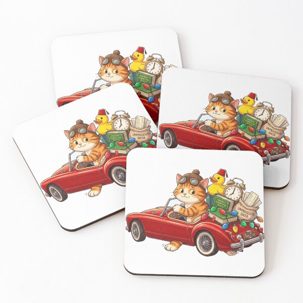 Item preview, Funny Cat Driving Retro Red Car Cute Duck Cartoon designed and sold by Fatomfatom.