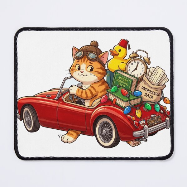 Item preview, Funny Cat Driving Retro Red Car Cute Duck Cartoon designed and sold by Fatomfatom.