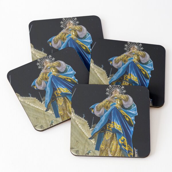 Item preview, Night Statue of the Virgin Mary in Blue and Gold During Religious Festival Procession designed and sold by Nmallia.