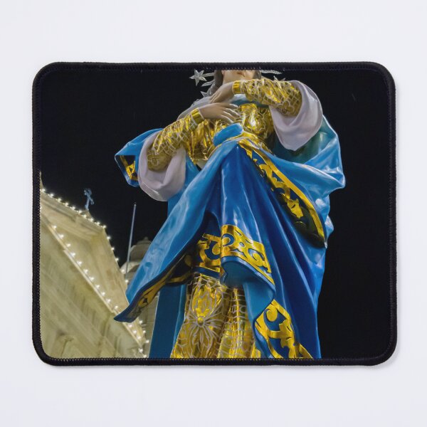 Item preview, Night Statue of the Virgin Mary in Blue and Gold During Religious Festival Procession designed and sold by Nmallia.