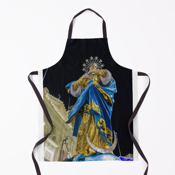 Item preview, Night Statue of the Virgin Mary in Blue and Gold During Religious Festival Procession designed and sold by Nmallia.