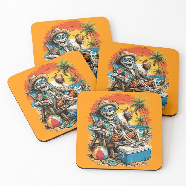Item preview, Funny Beach Skeleton Tropical Sunset Vacation Design designed and sold by hobrath.