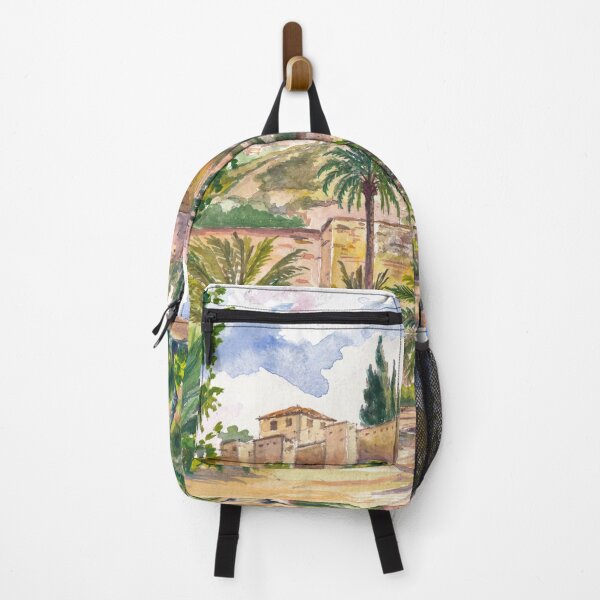 Item preview, Sunlit Málaga Gardens Beneath the Timeless Alcazaba Fortress Walls designed and sold by artshop77.