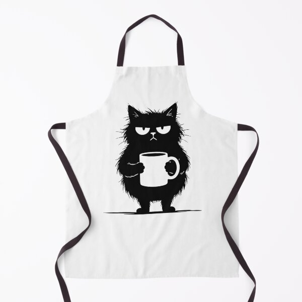 Item preview, Grumpy Black Cat Holding Coffee Mug designed and sold by HometownCozyCo.