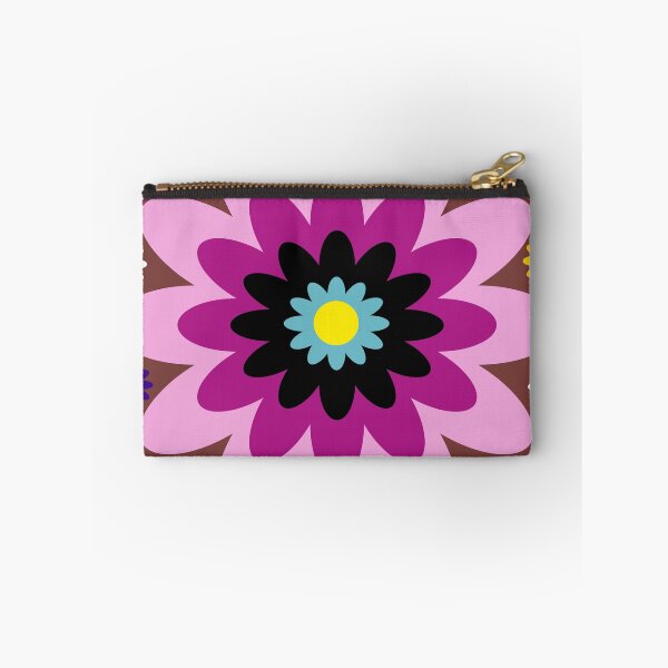 Item preview, Abstract vibrant pink and purple flower pattern on brown background. designed and sold by AdesignbyG.