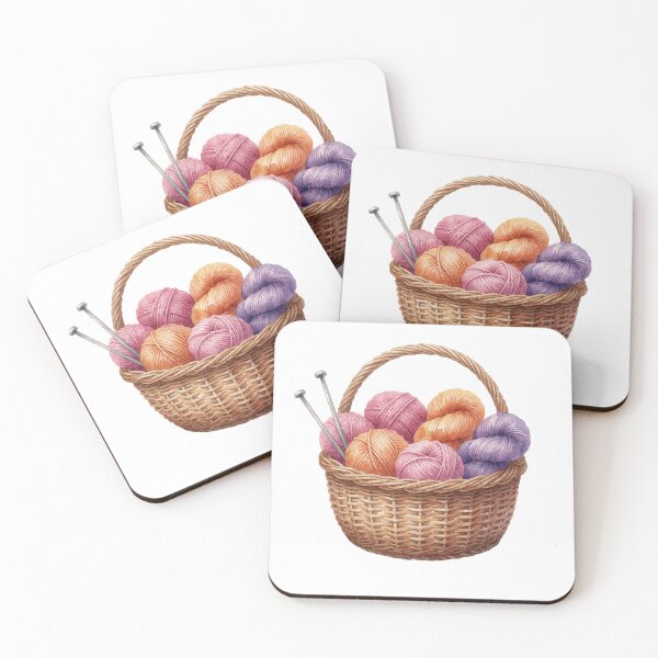 Item preview, Knitting Yarn Basket with Flowers Illustration designed and sold by AillustriaAK.