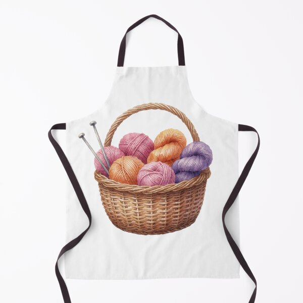 Item preview, Knitting Yarn Basket with Flowers Illustration designed and sold by AillustriaAK.