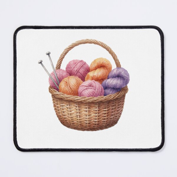 Item preview, Knitting Yarn Basket with Flowers Illustration designed and sold by AillustriaAK.