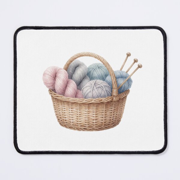 Item preview, Knitting Yarn Basket with Flowers Illustration designed and sold by AillustriaAK.