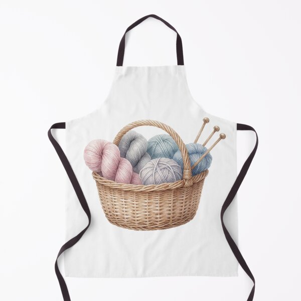 Item preview, Knitting Yarn Basket with Flowers Illustration designed and sold by AillustriaAK.