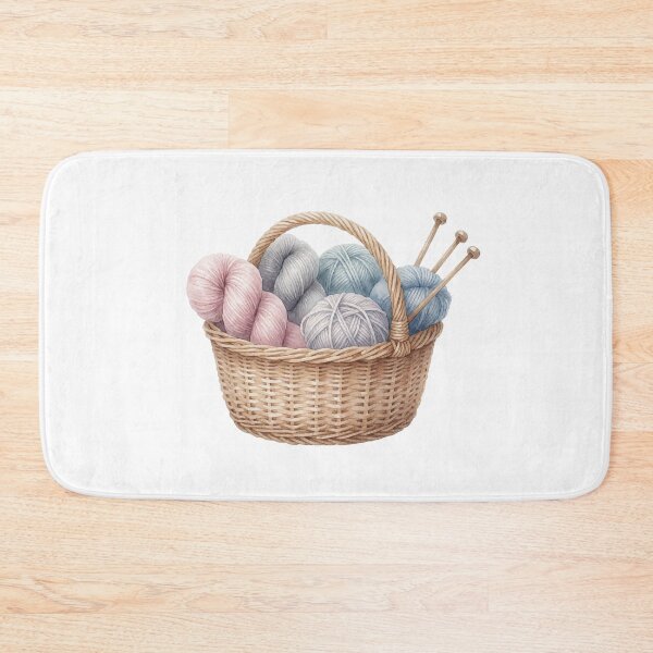 Item preview, Knitting Yarn Basket with Flowers Illustration designed and sold by AillustriaAK.