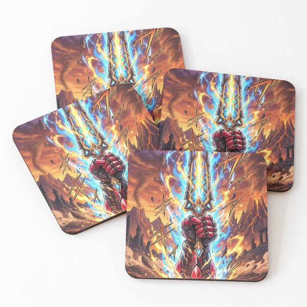 Item preview, Epic Anime Magic Sword: Flaming Mecha Gauntlet in Volcanic Wasteland designed and sold by Dzblack.