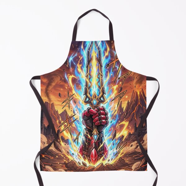 Item preview, Epic Anime Magic Sword: Flaming Mecha Gauntlet in Volcanic Wasteland designed and sold by Dzblack.