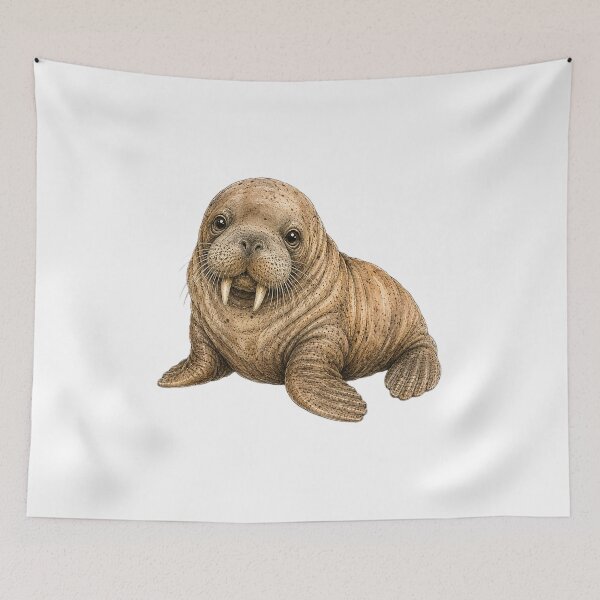 Item preview, Cute Vintage Walrus Sticker - Arctic Marine Mammal with Tusks designed and sold by PND7777.