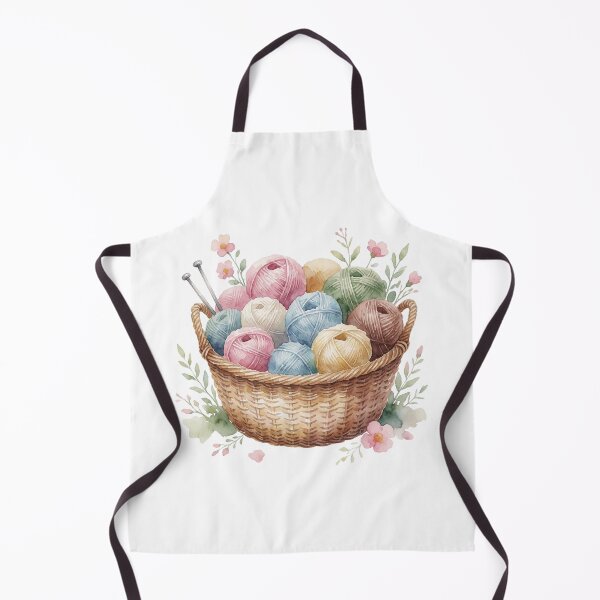 Item preview, Knitting Yarn Basket with Flowers Illustration designed and sold by AillustriaAK.