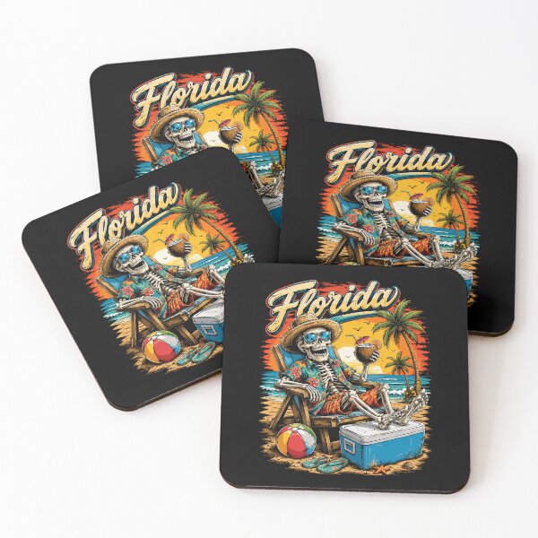 Item preview, Florida Beach Skeleton Funny Tropical Sunset Vacation Design designed and sold by hobrath.