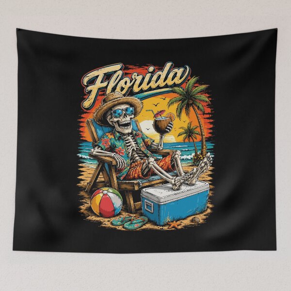 Item preview, Florida Beach Skeleton Funny Tropical Sunset Vacation Design designed and sold by hobrath.