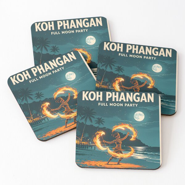Item preview, KOH PHANGAN – Full Moon Party Retro Sunset Poster designed and sold by Spirit of Siam.