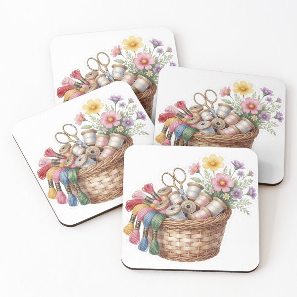 Aperçu de l'œuvre Embroidery Floss Basket Sewing Craft Illustration créée et vendue par AillustriaAK.