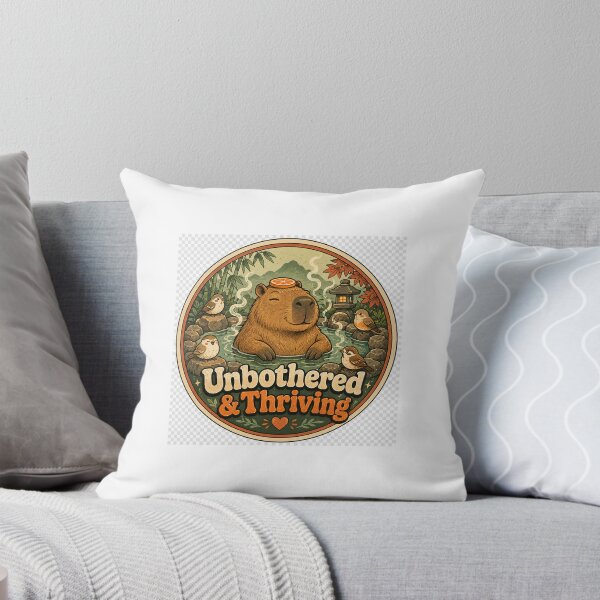 Item preview, Unbothered Thriving Capybara Vintage Badge Sticker designed and sold by RedRubyBubble.