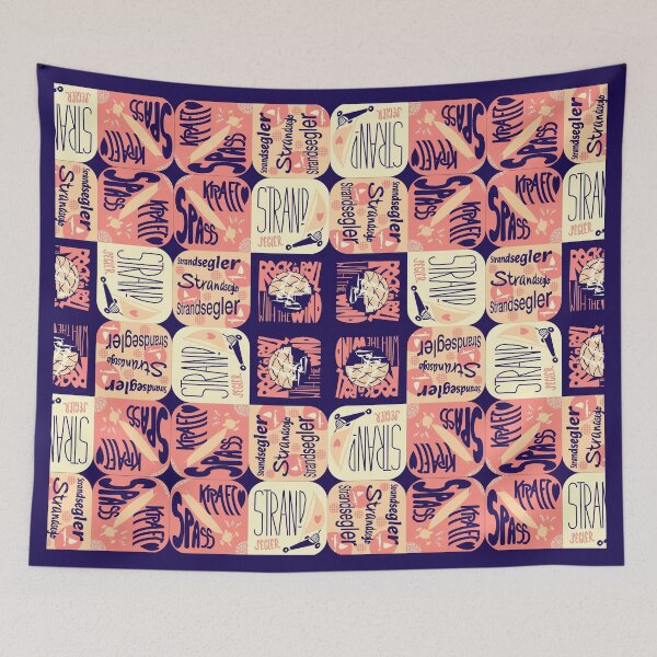Item preview, Beach sailboat as a patchwork print, graphic designed and sold by AHkreativ_Design.