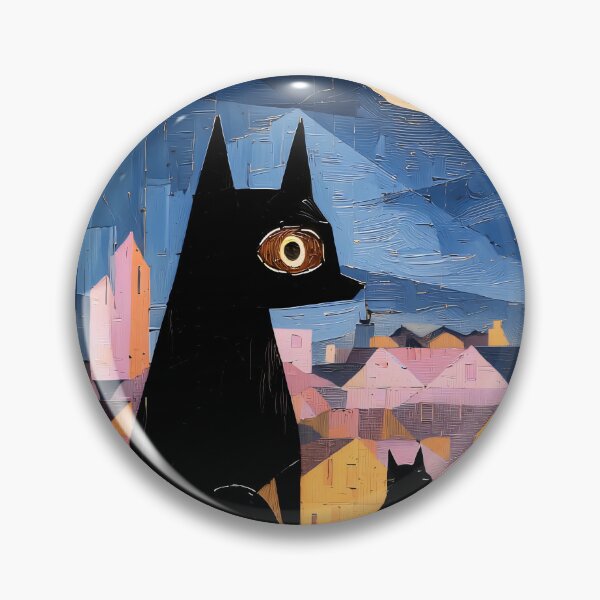 Item preview, Rooftop Moonlight Art Print | Dog and Cat Cityscape Painting | Crescent Moon Wall Art designed and sold by ThingsCatsDo.