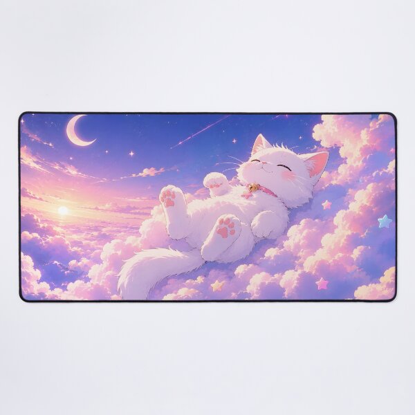 Item preview, Dreamy Sleeping Cat in Cotton Candy Clouds designed and sold by ukiyoCozyHome.