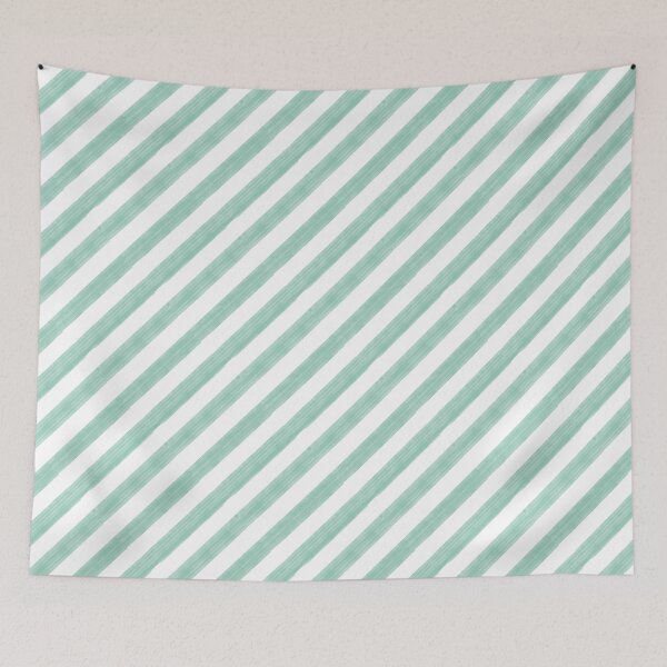 Item preview, Mint Diagonal Watercolor Stripes-Part of My Vintage Surfboard  and Women's Swimsuit Collection designed and sold by PD-Coastal.