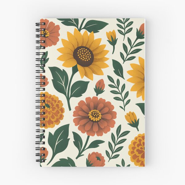 Item preview, Retro Textured Sunflowers and Marigolds Flowers Seamless Pattern designed and sold by DiNata.
