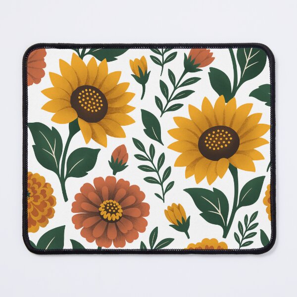 Item preview, Retro Textured Sunflowers and Marigolds Flowers Seamless Pattern designed and sold by DiNata.