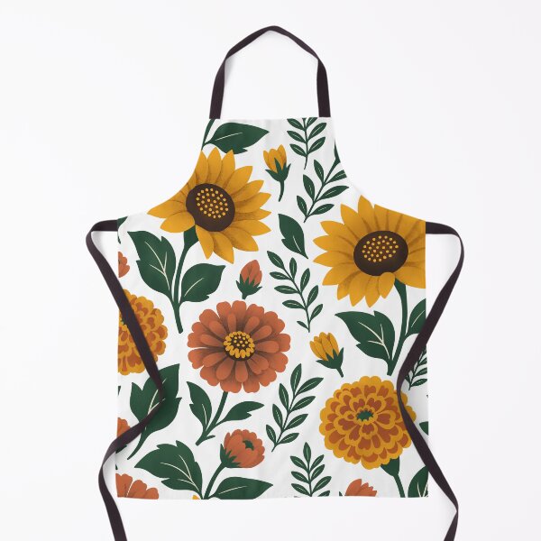 Item preview, Retro Textured Sunflowers and Marigolds Flowers Seamless Pattern designed and sold by DiNata.