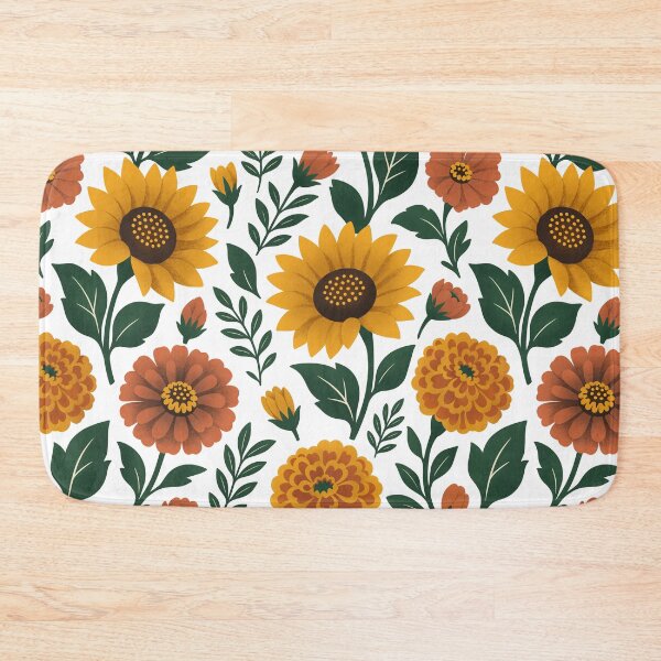 Item preview, Retro Textured Sunflowers and Marigolds Flowers Seamless Pattern designed and sold by DiNata.