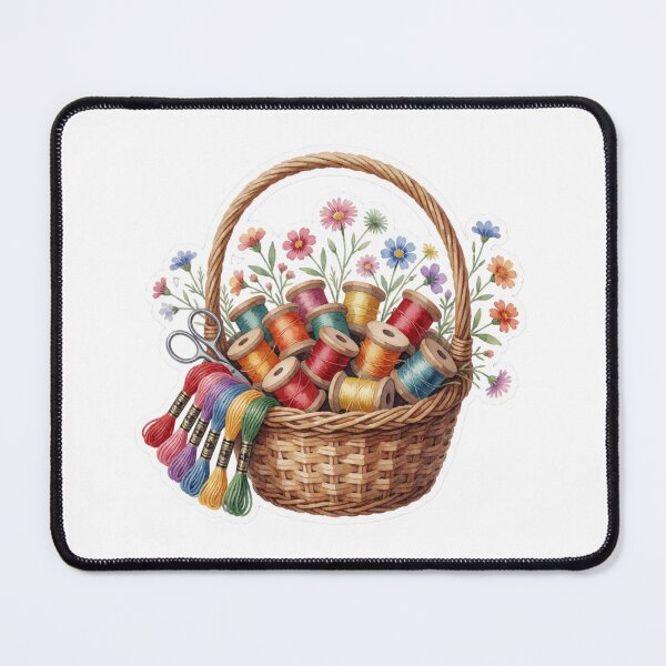 Item preview, Embroidery Floss Basket Sewing Craft Illustration designed and sold by AillustriaAK.