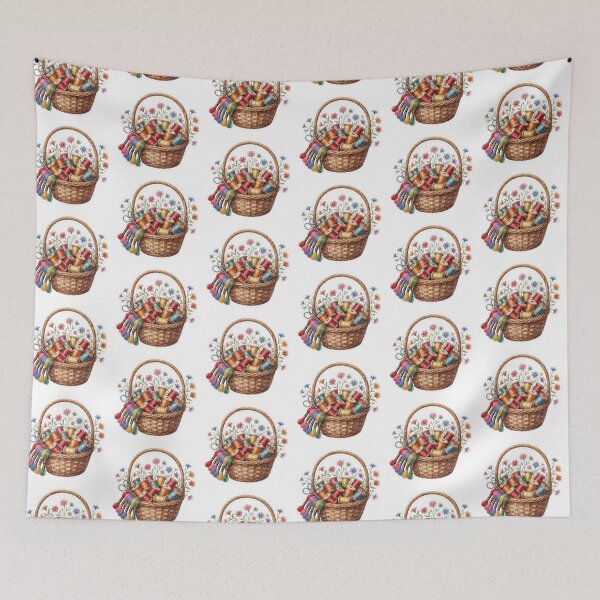 Item preview, Embroidery Floss Basket Sewing Craft Illustration designed and sold by AillustriaAK.