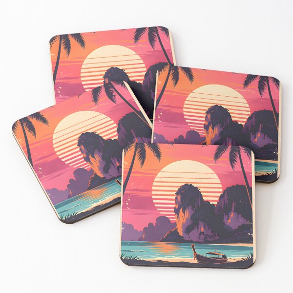 Item preview, Railay Beach Thailand Vintage  Travel Poster Tropical Coastal Wall Art designed and sold by Spirit of Siam.