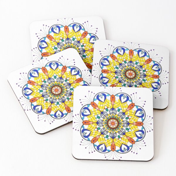 Item preview, Symmetrical Yellow and Blue Stained Glass Mandala Art designed and sold by plawsd.