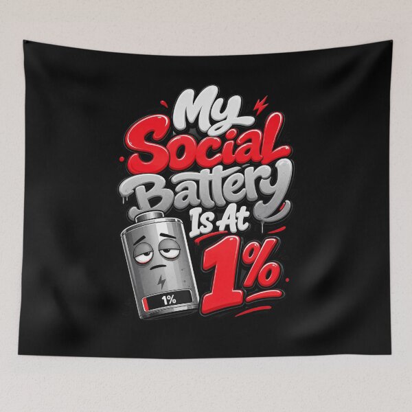 Item preview, My Social Battery Is At 1 Percent Funny Introvert Text designed and sold by Mr-wow.