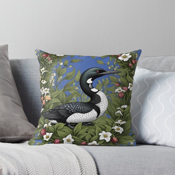 Item preview, Common Loon Surrounded By Lady's Slipper Flowers designed and sold by taiche.