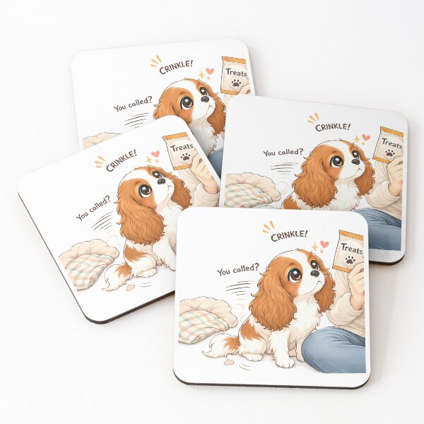 Item preview, Cavalier King Charles Spaniel Treat Time Cute Dog Reaction designed and sold by SakuraWaStyle.