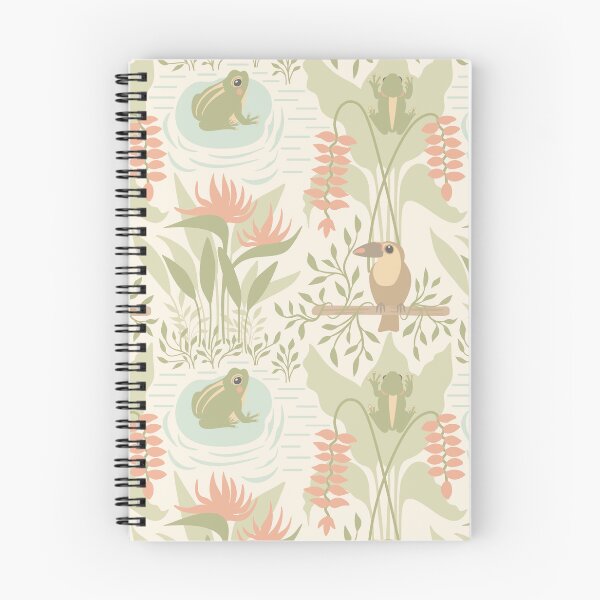 Item preview, Soft Pastel Jungle Frogs & Birds Pattern designed and sold by Kozee.