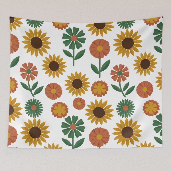 Item preview, Retro Geometric Sunflowers and Marigolds Flowers Seamless Pattern designed and sold by DiNata.