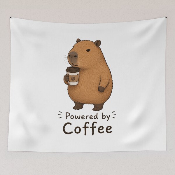 Item preview, Powered by Coffee Capybara T-Shirt | Cute Relaxed Capybara Coffee Lover designed and sold by Little Moments Co..